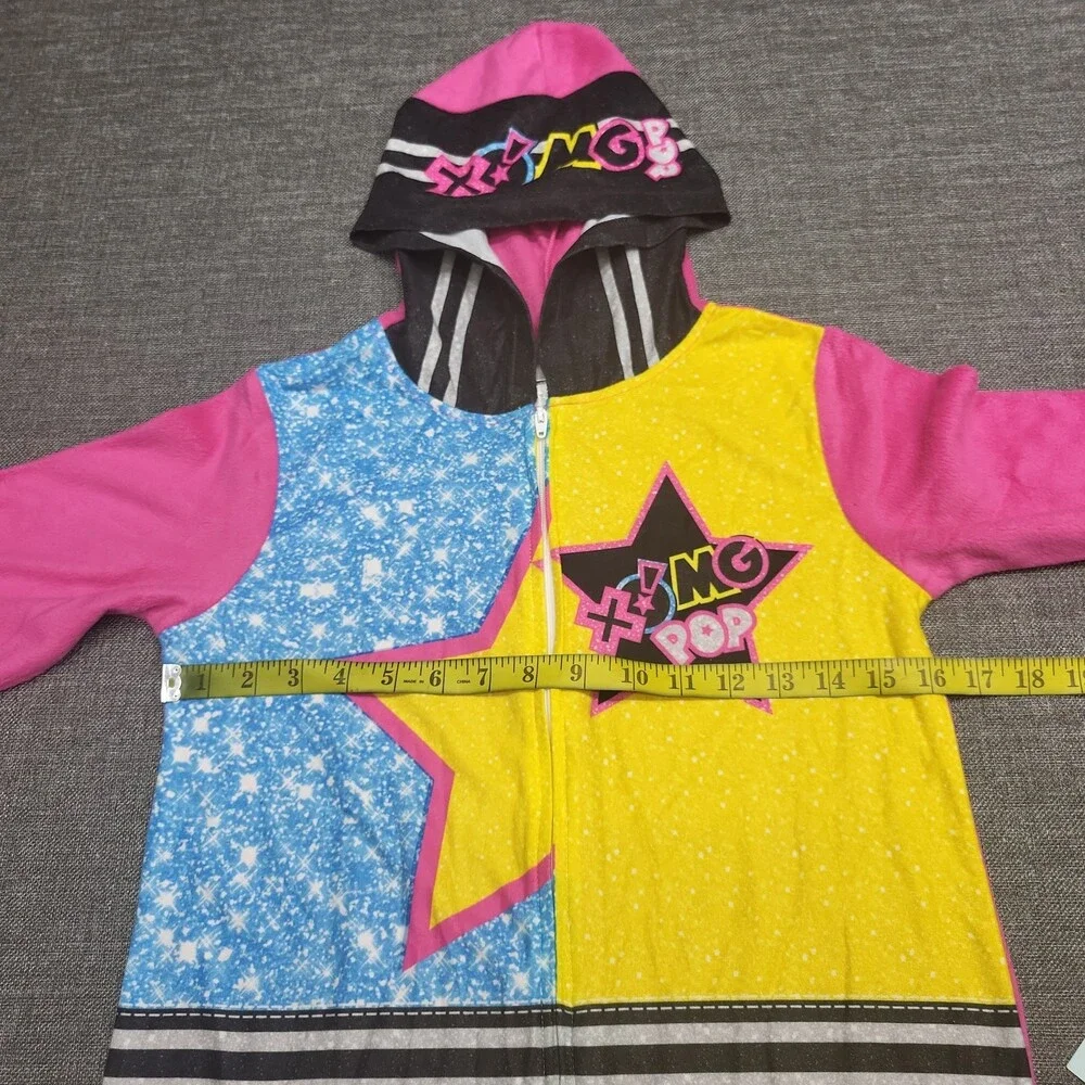 XOMG POP! Girls' Union Suit Size 10 Printed Hooded One Piece Pajama Sleepwear